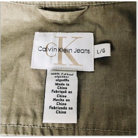 CALVIN KLEIN Trench Coat Large Hidden Buttons Taupe Mid Length Waxed Cotton Feel - Picture 2 of 6